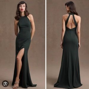 BHLDN Dark Green Maxi Dress